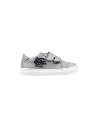 Etro Kids' Gray Sneakers With Logo Patch In Grey