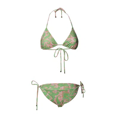 Etro Green And Pink Paisley Print Bikini Set
