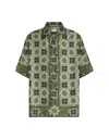 ETRO GREEN BOWLING SHIRT WITH MEDALLION PRINT