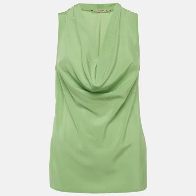 Pre-owned Etro Green Chiffon Silk Deep Cowl Neck Sleeveless Top S