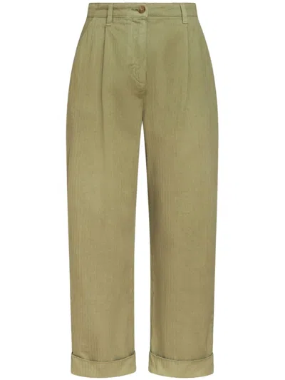Etro Green Cotton Pants For Women