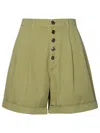 Etro Buttoned Cotton Bermuda Shorts In Green