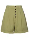 Etro Buttoned Cotton Bermuda Shorts In Green