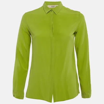 Pre-owned Etro Green Crepe Silk Button Up Shirt S