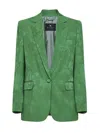 Etro Green Floral Jacquard Viscose Blend Single-breasted Jacket In Multi