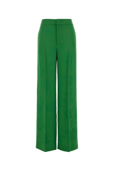 Etro Women Green Jacquard Wide-leg Pant