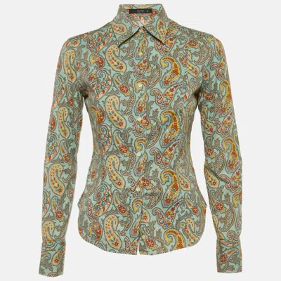 Pre-owned Etro Green Paisley Print Cotton Buttoned Shirt S