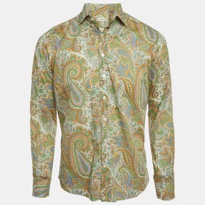 Pre-owned Etro Green Paisley Print Cotton Long Sleeve Shirt M