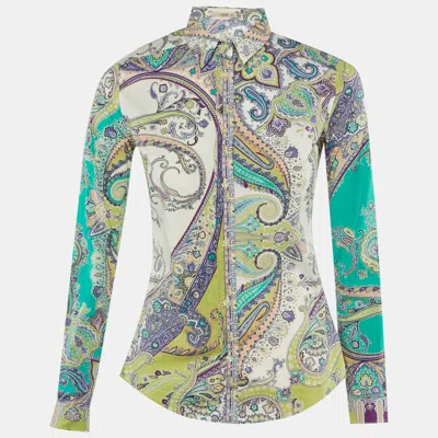 Pre-owned Etro Green Paisley Print Cotton Long Sleeve Shirt S