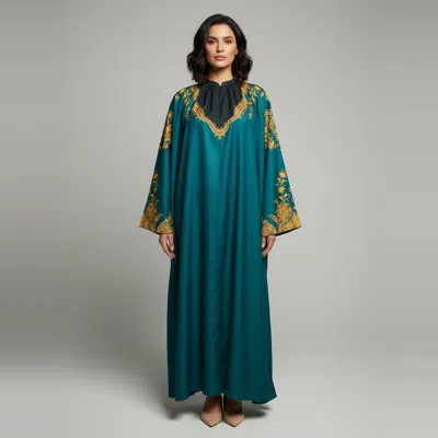 Pre-owned Etro Green Paisley Print Gabardine Long Sleeve Kaftan S