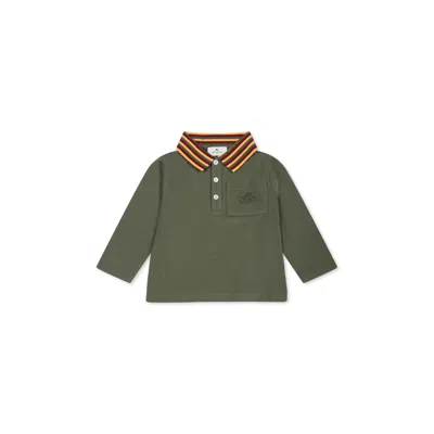 Etro Kids' Green Polo Shirt For Baby Boy With Pegasus