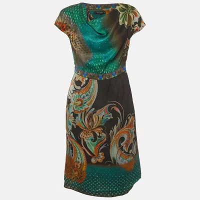 Pre-owned Etro Green Printed Crepe Short Dress M