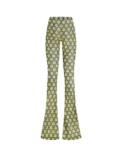 Etro Green Printed Jersey Trousers In Verde