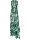 Etro Laminated Jersey Dress With Paisley Print Women In Green