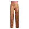 Etro Paisley Foliage Trousers Contrasting Waistband Straight Leg In Multi