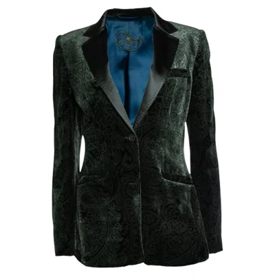 Pre-owned Etro , Green Velvet Blazer With Paisley Print