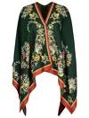 Etro Floral-print Silk Cape In Green