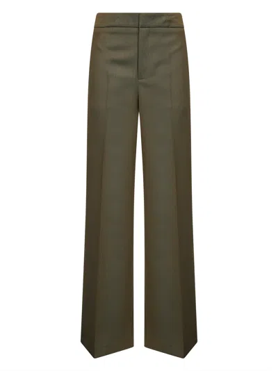 Etro Green Wool Blend Palazzo Trousers In Orange
