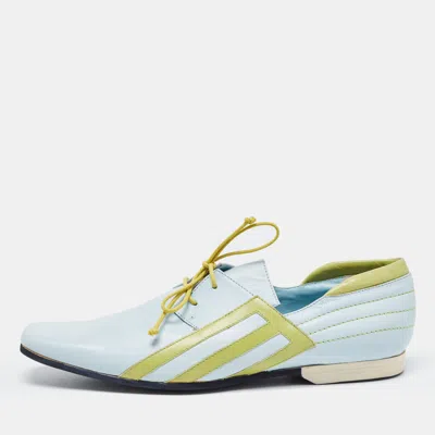 Pre-owned Etro Green/blue Leather Lace Oxfords Size 39