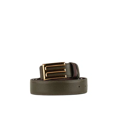 Etro Greenish Reversible Belt In Brown