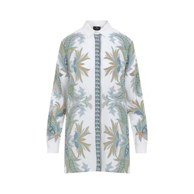 ETRO ETRO GREY AND BLUE PRINTED SILK SHIRT