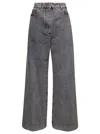 Etro Grey Bootcut Jeans With Pagasus Patch In Cotton Denim Woman In Grey