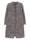 Etro Grey Boucl Jacquard Coat In Multi