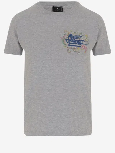 ETRO GREY CREWNECK LOGO T-SHIRT