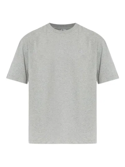 Etro Grey Embroidered Detail T-shirts Polos In Gray
