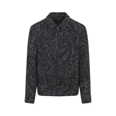 ETRO GREY JACQUARD BOMBER JACKET