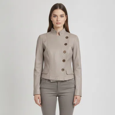 Pre-owned Etro Grey Leather Double Breasted Tailored Jacket M