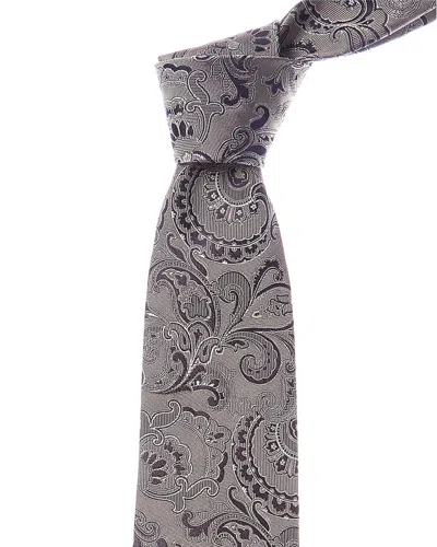 Etro Grey Paisley Silk Tie In Gray