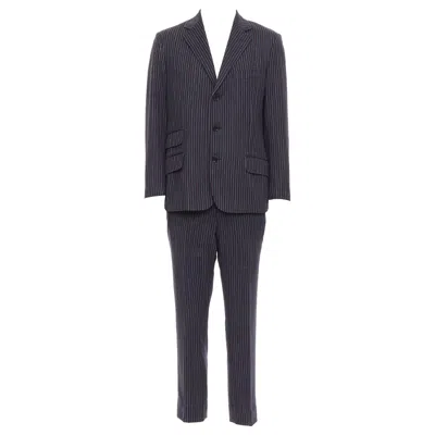 Pre-owned Etro Grey Pink Pinstripe Wool Cashmere Single Breasted Blazer Pants Set It52 Xl