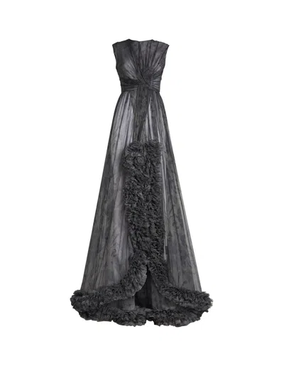 Etro Ruched-detail Printed Silk Dress In Grey