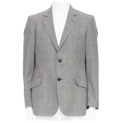 Pre-owned Etro Grey Purple Houndstooth Single Breasted Flap Pocket Blazer It52 Xl