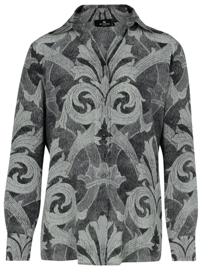 Etro Grey Silk Shirt In Multi