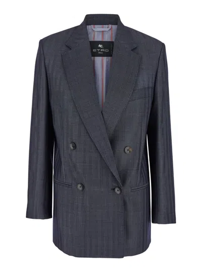 ETRO GREY SINGLE BREASTED BLAZER
