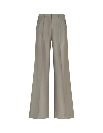 ETRO GREY STRETCH WOOL TROUSERS WITH DARTS