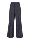 Etro Grey Wide Pants With Concealed Closure In Wool Blend Woman In Black