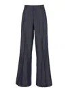 Etro Grey Wide Pants With Concealed Closure In Wool Blend Woman
