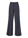 Etro Grey Wide Pants With Concealed Closure In Wool Blend Woman In Multicolor