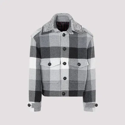 Etro Grey Wool Coat In Black