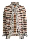 Etro Striped Fringed Woven Jacket In Neutral