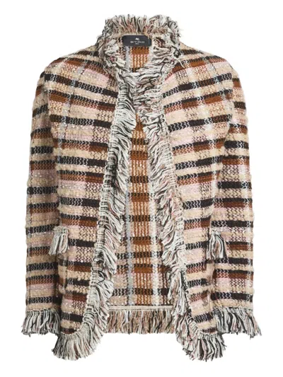 Etro Grid-motif Jacket In Neutral