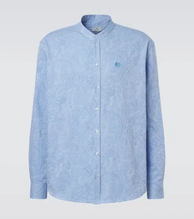 Etro Guru Striped Cotton Shirt In Blue
