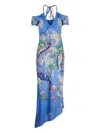 Etro Blue Lucky Charm Jersey Halter Midi Dress