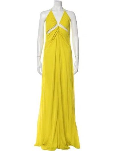 Pre-owned Etro Halterneck Long Dress W/ Tags In Yellow