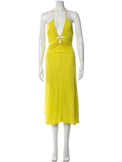 Pre-owned Etro Halterneck Long Dress In Yellow