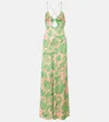 Etro Cutout Printed Satin Maxi Dress In Pink