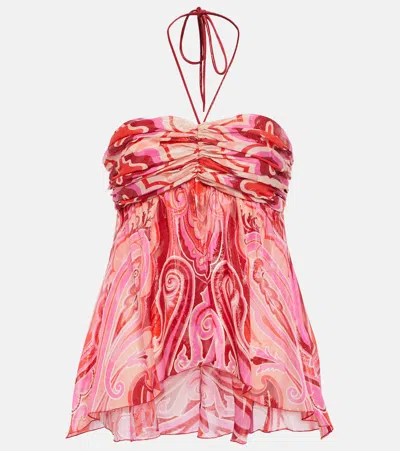 Etro Halterneck Silk-blend Top In 1